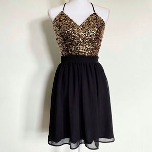 Nasty Gal Gold Sequin Open Back Mini Dress